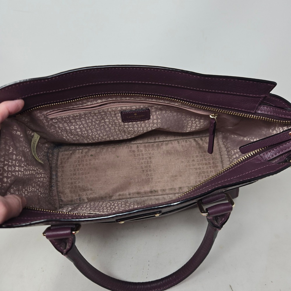 Kate Spade Plum Purple Leather Grove Street Lana Satchel Purse Handbag - Picture 12 of 16